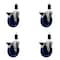 Service Caster 4'' Solid Poly Swivel 1-3/8'' Expanding Stem Caster Set with Brake, 4PK SCC-EX20S414-SPUS-PLB-138-4 - alternate 1